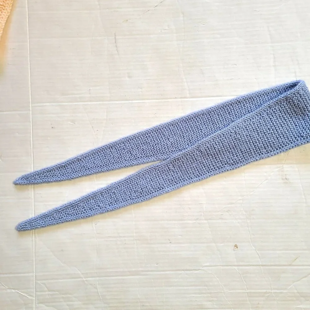 Sophie Scarf Handmade Blue Knit 100% Alpaca Scarf French Style Mini Wrap